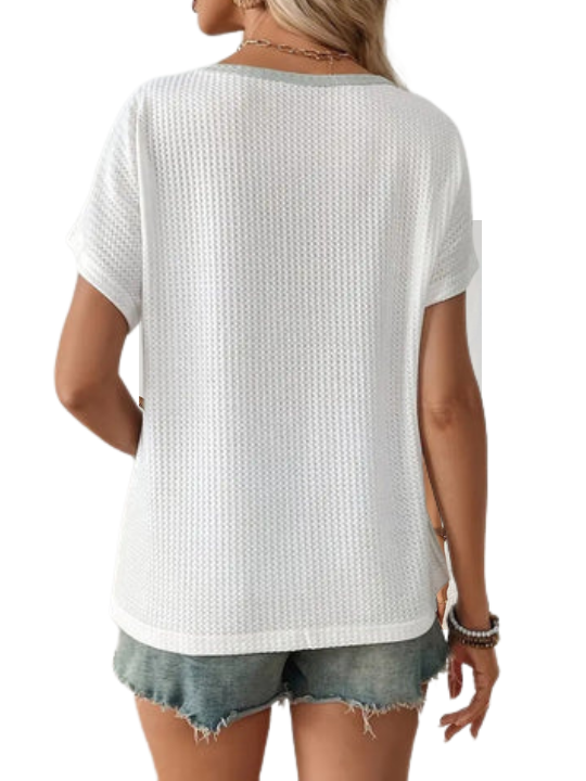 T-shirt | Colour Block & Dropped Shoulder Seam | Summery Crop Model